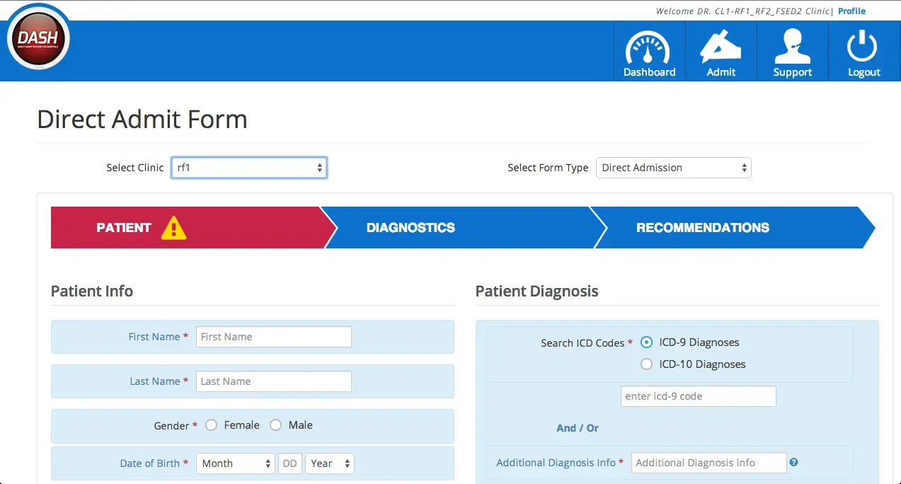Screenshot of production app